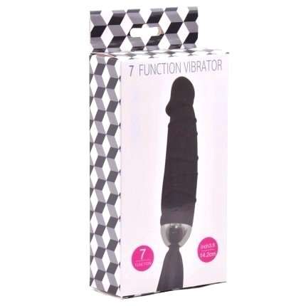 Dildo with Vibration Pink with Black Tail 16 cm