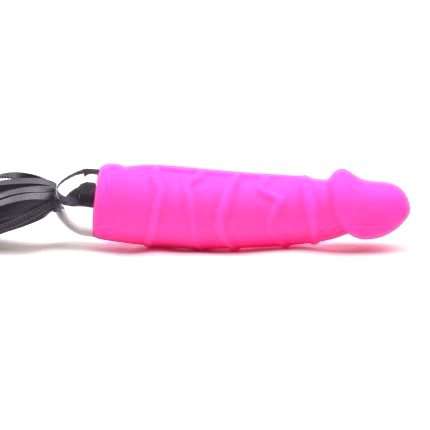 Dildo with Vibration Pink with Black Tail 16 cm 210067