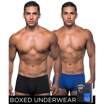 Pack 2 Boxers Andrew Christian Basix Tagless Boy Azul Marinho Cinzento 600062