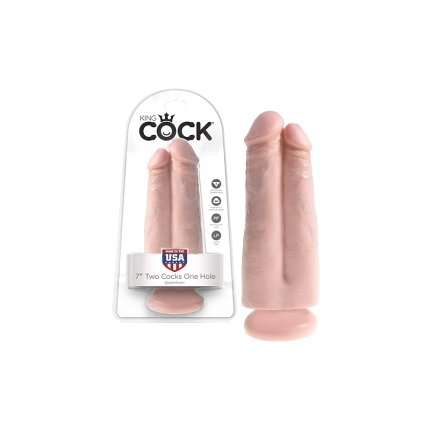 Dildo Realistic King Cock 17.8 cm Two Cocks One Hole White 224009