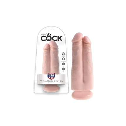 Dildo Realístico King Cock 17,8 cm Two Cocks One Hole Branco,224009