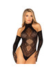 leg avenue - 89363 open back bodysuit + extra long gloves set - one size