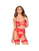 leg avenue - 89359 top + thong + garter belt set black - one size