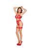 leg avenue - 89359 top + thong + garter belt set black - one size