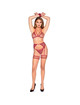 leg avenue - 89362 set top + tanga + liguero + esposas negro - talla Única