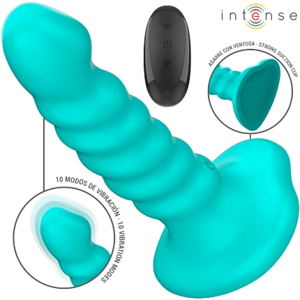 intense - buffy vibrador talla s diseÑo en espiral 10 vibraciones azul control remoto