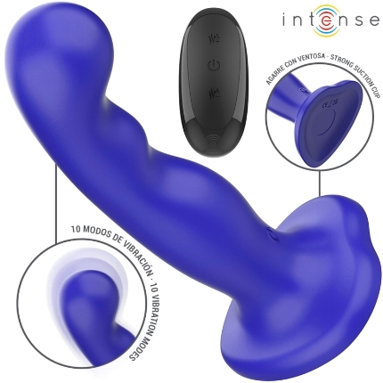 Intense - shorty vibrator with suction cup blue remote control