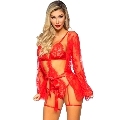 leg avenue - 86123 set body + bata de liguero rojo talla s