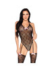 Body Leg Avenue Paula com Ligas Preto