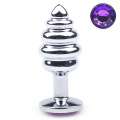 Plug Anal Metálico com Jóia Roxa 8 cm