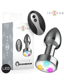 intense - vibrating metal anal plug with led lights and remote control - size m