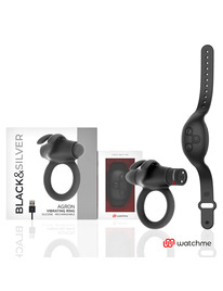Cockring Black&Silver Agron com Vibração e Relógio Comando