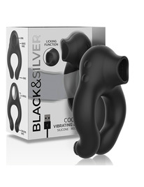 black&silver - silicone vibrator ring 3 motors rechargeable black