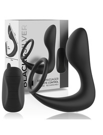 black&silver - remote control anal massager rechargeable silicone black