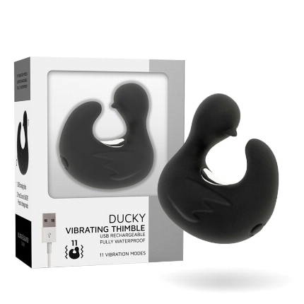 black&silver - duckymania rechargeable silicone stimulating duck thimble