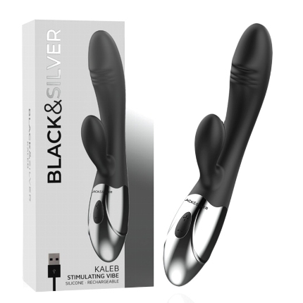 black&silver - kaleb vibrador rabbit silicon milti funcion