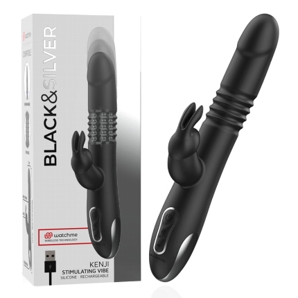 black&silver - kenji vibrador rabbit up & down compatible con watchme