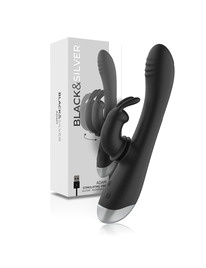 black&silver - dj. adam rechargeable silicone rabbit stimulator black