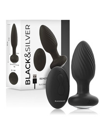 black&silver - wells plug silicone anal rotator remote control