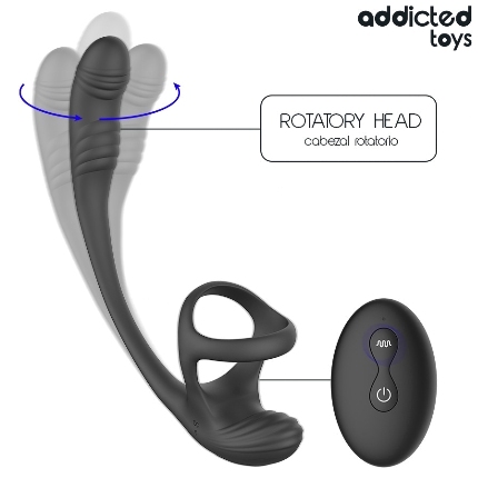 Plug Anal Addicted Toys com Vibração e Rotação Preto