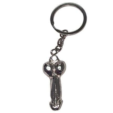 diablo picante - silver metal penis keychain