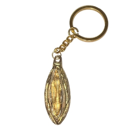 Chaveiro Diablo Picante Vagina Metal Dourado