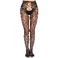 Meias de Liga Leg Avenue Rede Crochless Preta