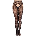 Leg Avenue - 1967 Medias De Liguero Con Red De Flores Negro - Talla Única