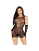 Leg Avenue - 81679 Mini Vestido Y Guantes A Juego Negro - Talla Única