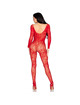 Leg Avenue - 89366 Bodystocking De Lencería De Encaje Rojo - Talla Única