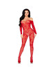 Leg Avenue - 89366 Lace Lingerie Bodystocking Red - One Size
