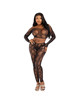 Leg Avenue - 89373 Python Crop Top & Footless Tights Black - One Size