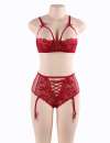 Bra Open and Pant. Red Size Large 179031