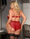 Bra Open and Pant. Red Size Large 179031