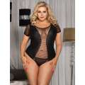 Body Couro Sintético R80642P Preto Plus Size