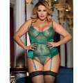 Babydoll R80535-2P Renda Transparente Verde Tamanho Grande