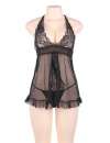 Babydoll R80526-1P de Malha Preta Tamanho Grande,160075