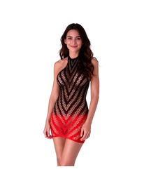 Passion - Bs117 Black And Red Gradient Bodystocking Dress