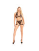 Leg Avenue - 86148 Lace Bra Top And Panty With Garters Black - One Size