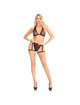 Leg Avenue - 86148 Top De Bra De Encaje Y Panty Con Ligueros Negro - Talla Única