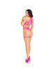 Leg Avenue - 86148 Top De Bra De Encaje Y Panty Con Ligueros Rosa - Talla Única
