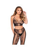 Leg Avenue - 89368 Net & Lace Crop Top And Tights Black - One Size