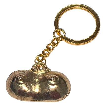 Diablo Picante - Gold Metal Keychain ​​With Breasts