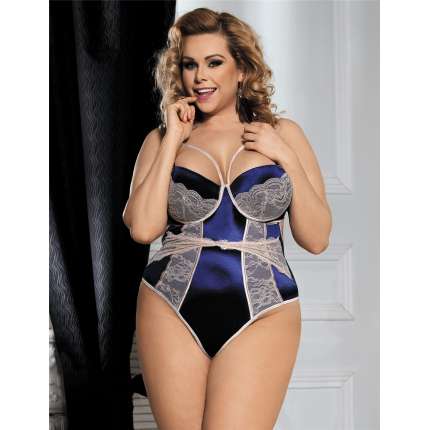 Body R80188P Aberto Atrás Azul Tamanho Grande