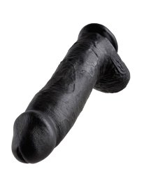 Dildo Realístico King Cock com Testículos Preto 30.5 cm