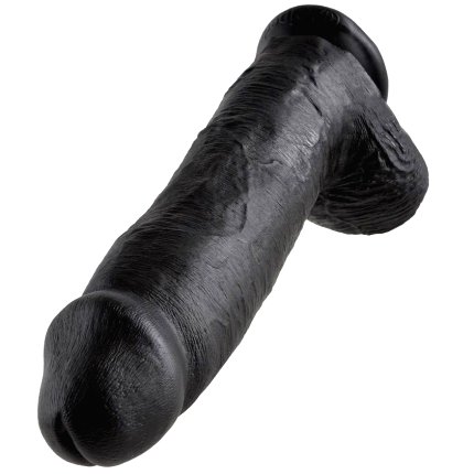 Dildo Realístico King Cock com Testículos Preto 30.5 cm