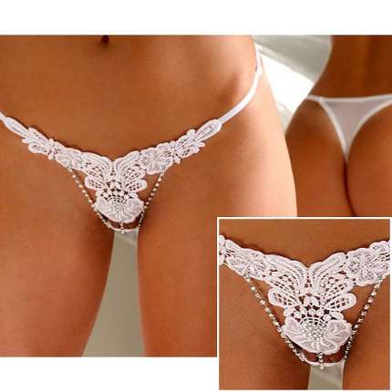 Briefs P5109-2 thong bikini with Jewels White Size Large 176097G