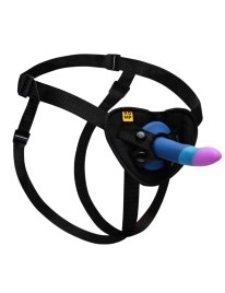 Romp - Piccolo Arnés + Dildo Silicona Con Ventosa Tricolor 14 Cm