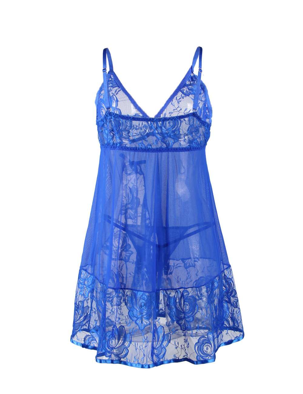 para castigar Matemáticas Maravilloso Babydoll De Encaje Floral En La Suave, De Color Azul,160080