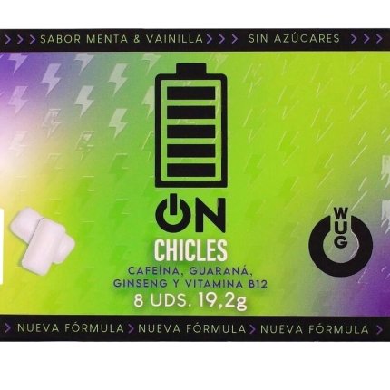 Wug On - Functional Caffeine & Guarana Gum Mint & Vanilla Flavour Blister 8 Pcs